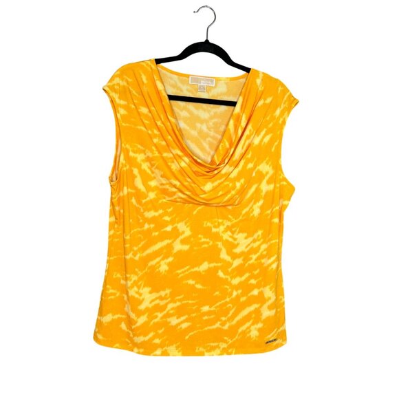 Michael Michael Kors Sleeveless Top‎ Shirt Size XL Yellow Cowl Neck Career - Picture 1 of 6